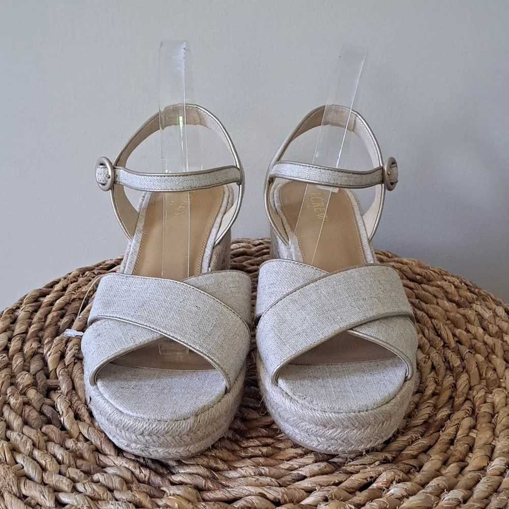 NWOT J.Crew Factory Beige Platform‎ Espadrille Block 2.5